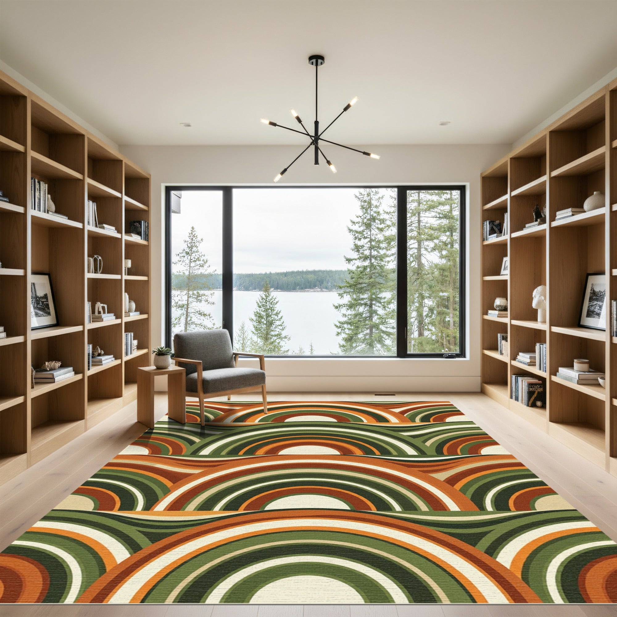 Mid-Century Retro Arched Earthy Waves Rug