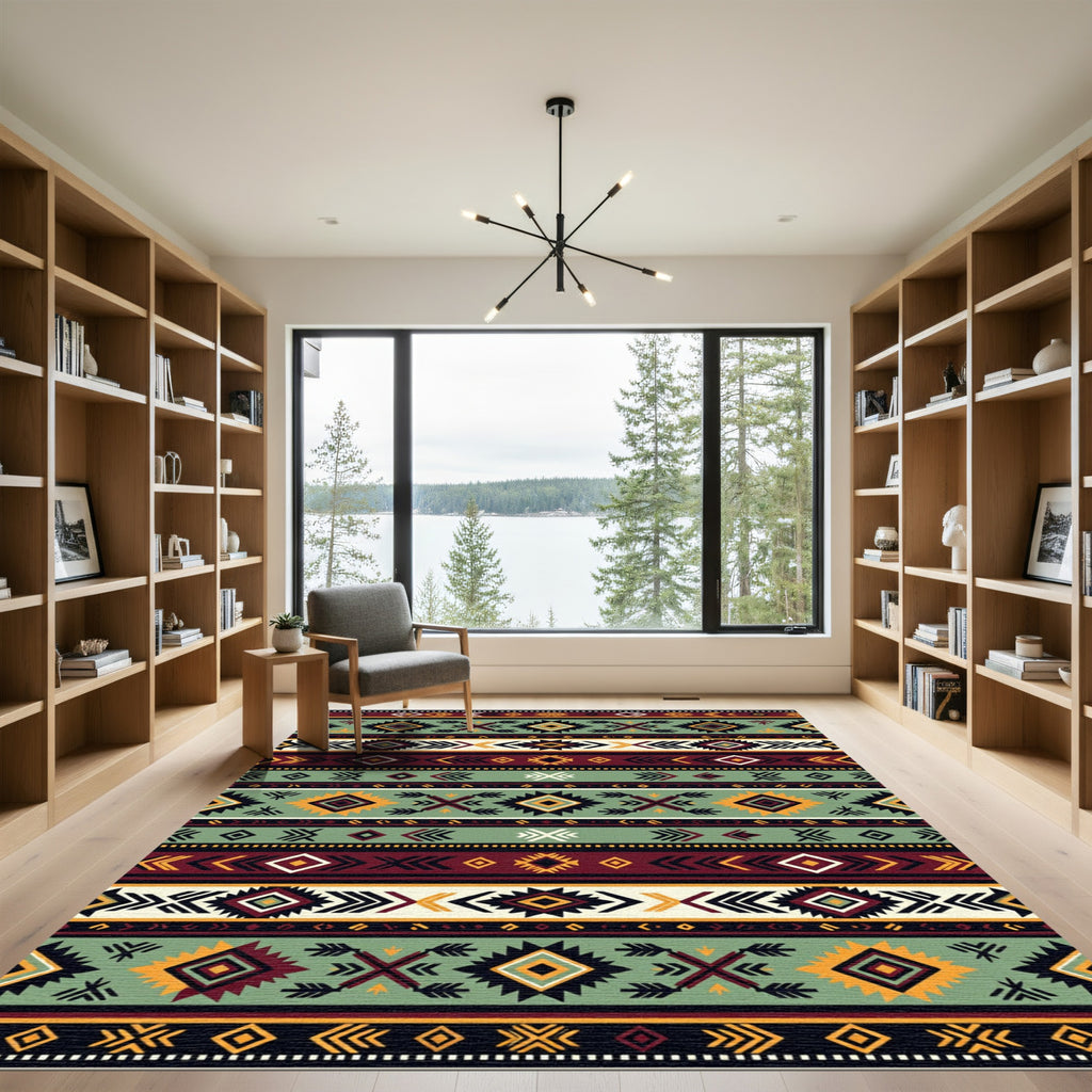 Earth Tones Tribal Geometric Stripe Rug