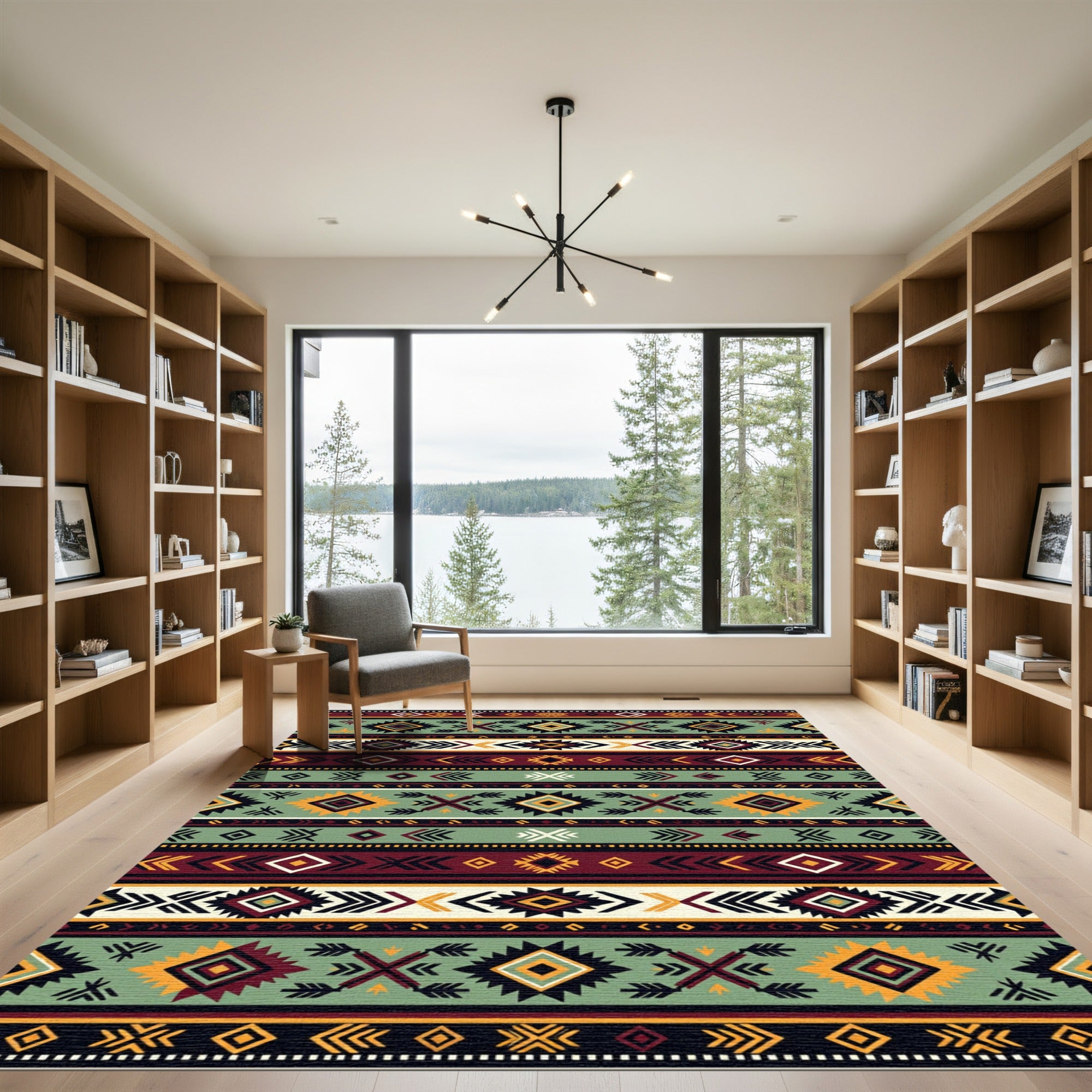 Earth Tones Tribal Geometric Stripe Rug
