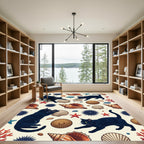 Black Cats Shell Starfish Coral Marine Rug