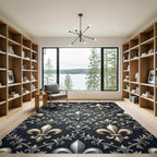 Ornate Silver Gold Fleur De Lis Rug