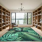 Lush Tropical Monstera Palm Leaf Rug