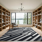 Modern Monochrome Diagonal Stripe Rug
