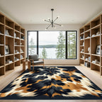 Tricolor Cowhide Patchwork Fur Rug
