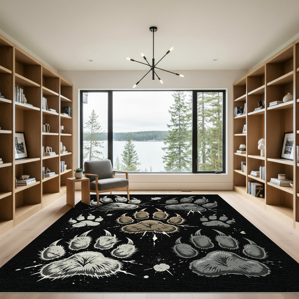 Gray Brown Claw Marks Arrangement Rug