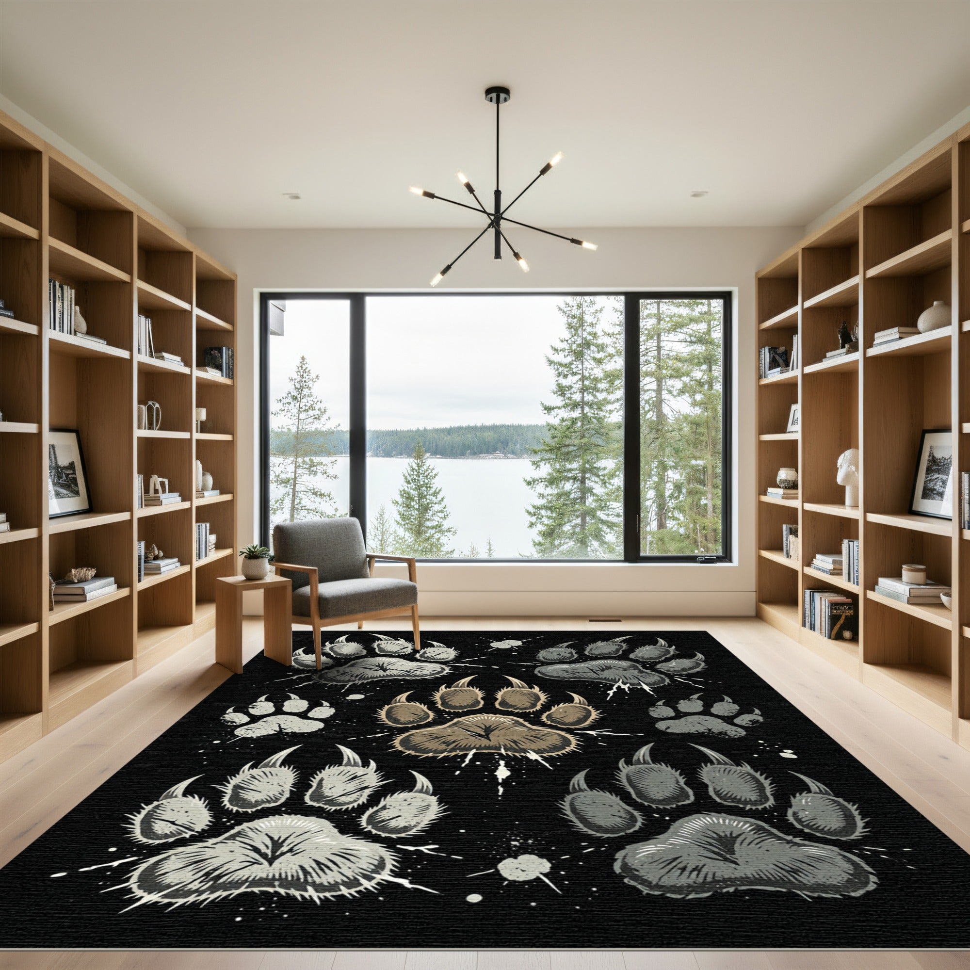 Gray Brown Claw Marks Arrangement Rug