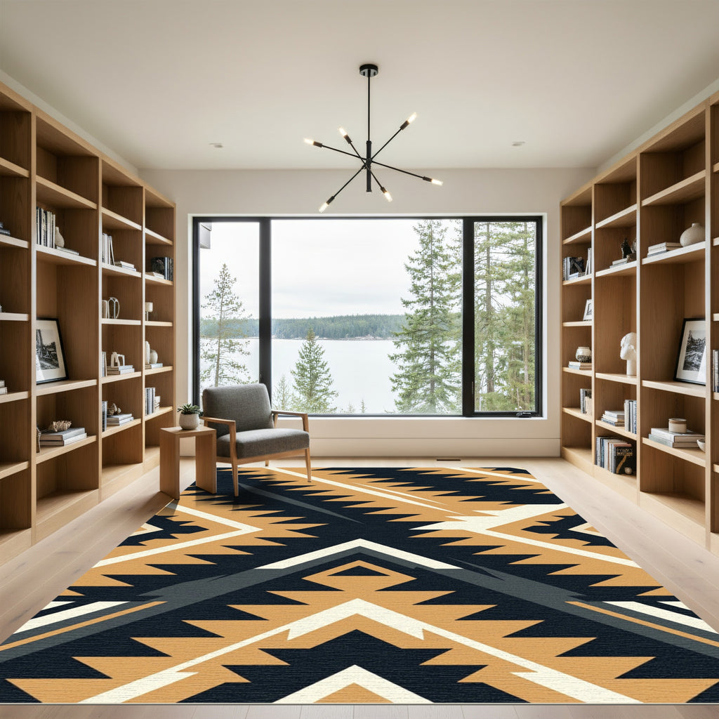 Earthy Geometric Chevron Aztec Rug