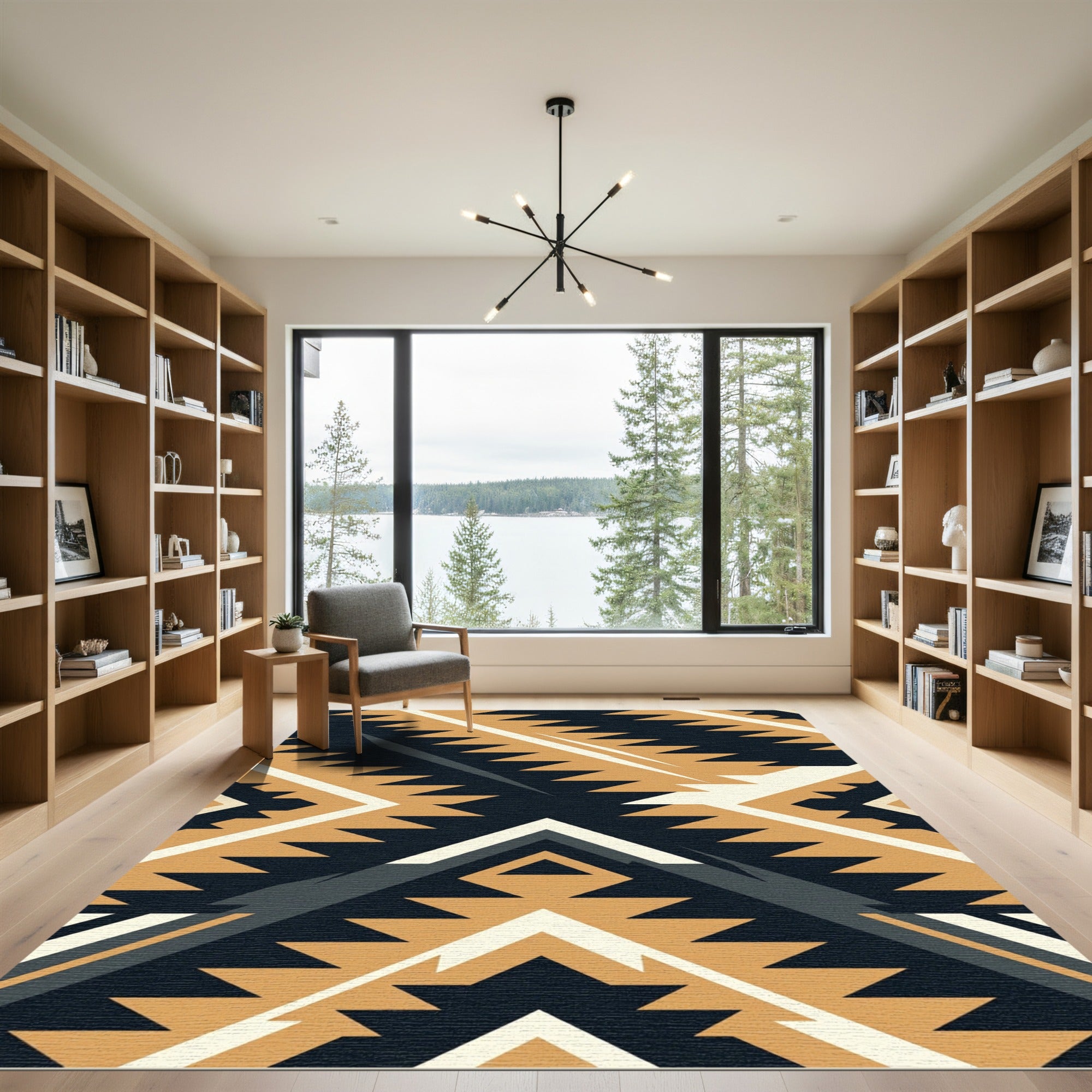 Earthy Geometric Chevron Aztec Rug