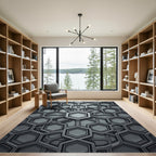 Modern Silver Geometric 3D Hexagon Rug