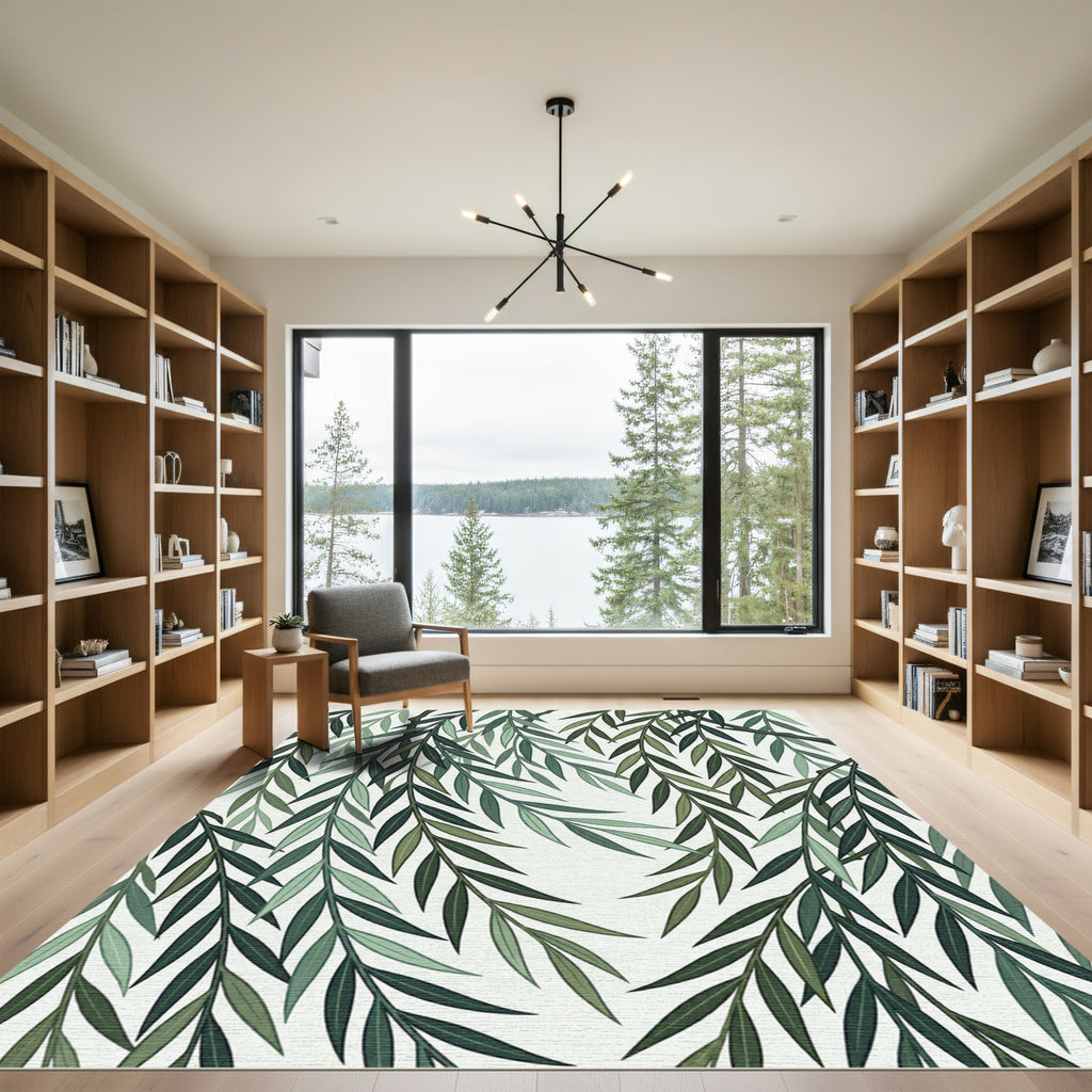 Deep Green Falling Willow Branch Rug