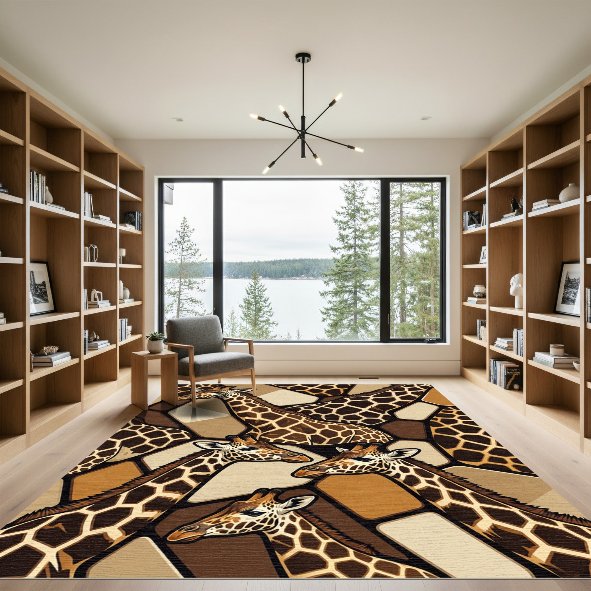 Abstract Giraffe Skin Geometric Animal Rug