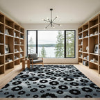 Cloudy Gray Scattered Floral Bloom Rug