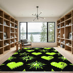 Neon Pixelated Hearts and Radiating Stars Rug