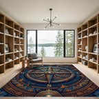 Golden Compass Nautical Blue Medallion Rug
