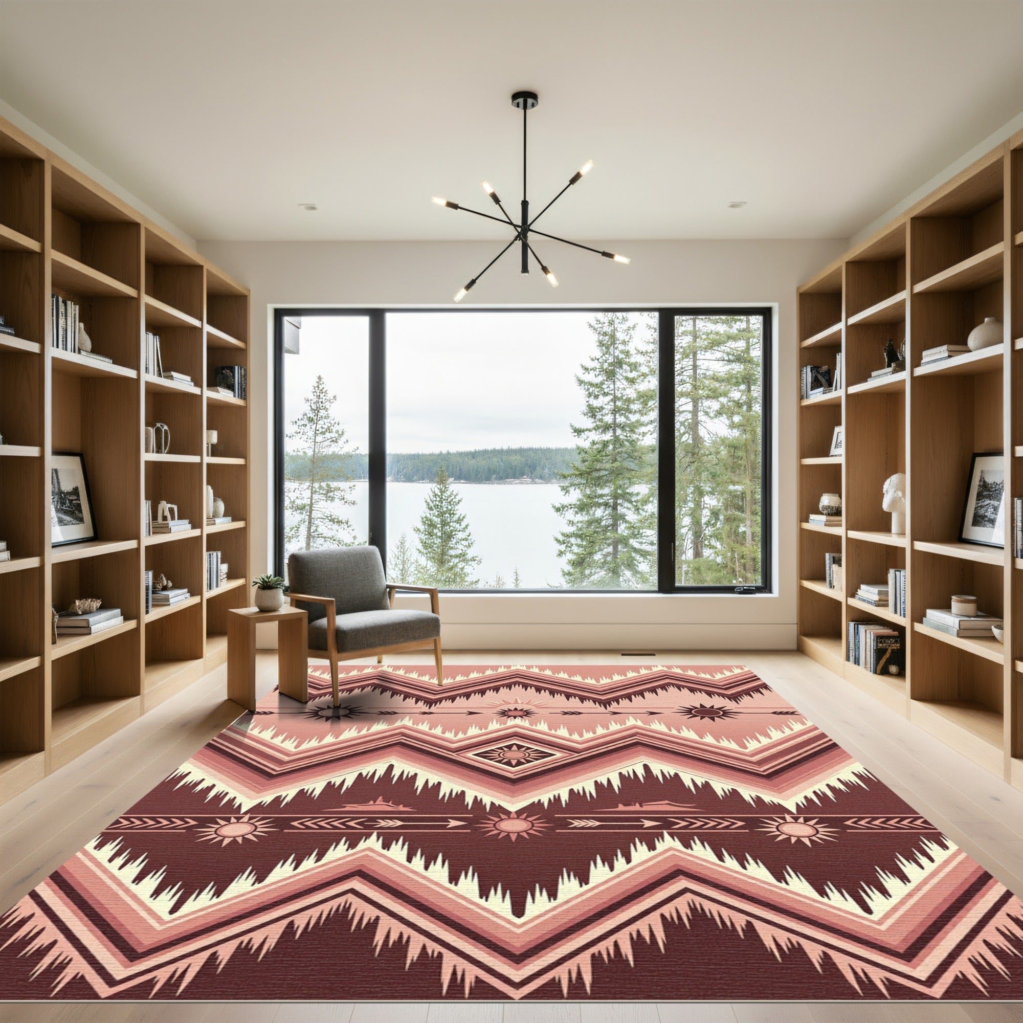 Terra Cotta Chevron Boho Sun Arrow Rug