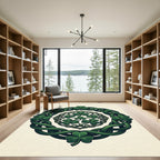 Celtic Shamrock Intertwined Vine Green Medallion Rug