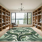 Sage Green Lotus Botanical Flourish Rug