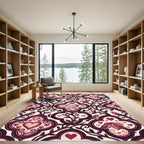 Romantic Pink Birds Hearts Vines Swirl Rug