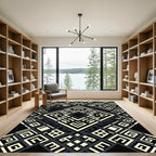 Monochrome Geometric Maze Diamond Square Rug