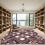 Brown Woven Lattice Square Design Rug