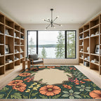 Coral Bloom Whimsical Border Rug