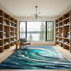Dynamic Turquoise Ocean Wave Swirl Rug