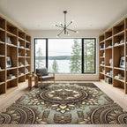 Gold Tiki Floral Mandala Rug