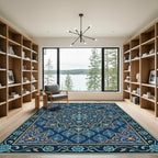 Deep Blue Floral Medallion Artistry Rug