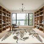 Cream Wisteria Vine Botanical Art Rug
