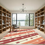 Retro Red And Cream Arrow Stripes Rug