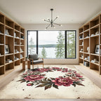 Pink Peony Floral Wreath Rug