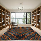 Bold Orange Tribal Sun Mandala Rug