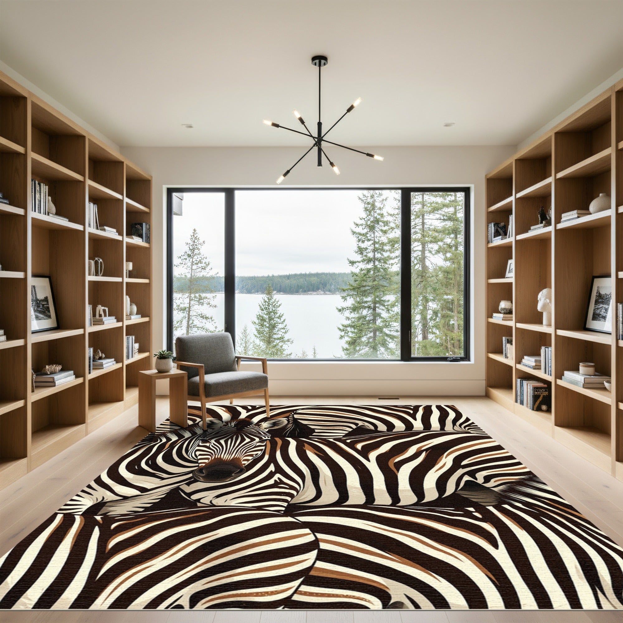 Bold Brown White Zebra Stripes Rug