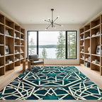 Teal Geometric Star Octagon Rug