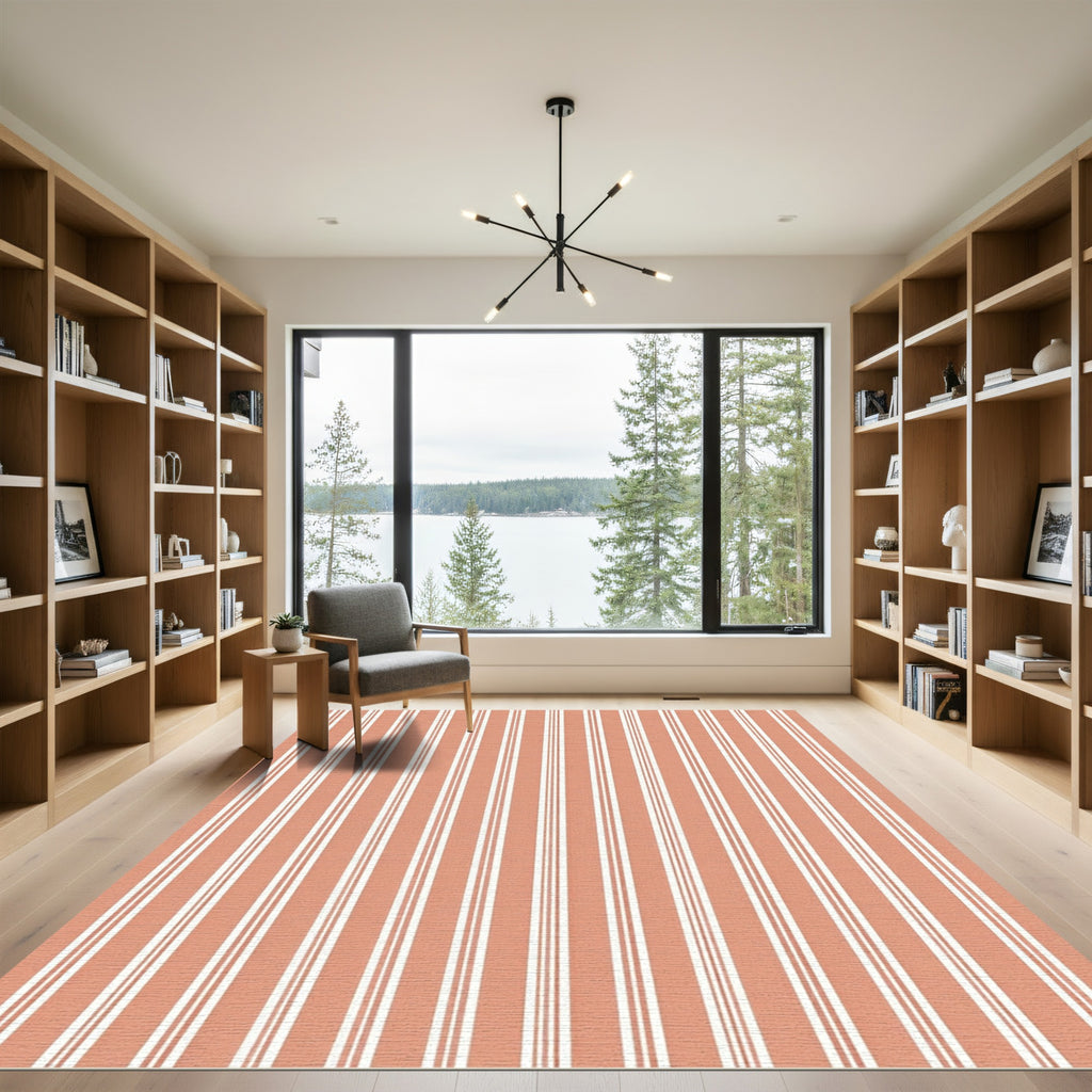 Warm Terracotta Twin Stripe Rug