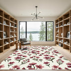 Elegant Mauve Blossom Floral Botanical Rug