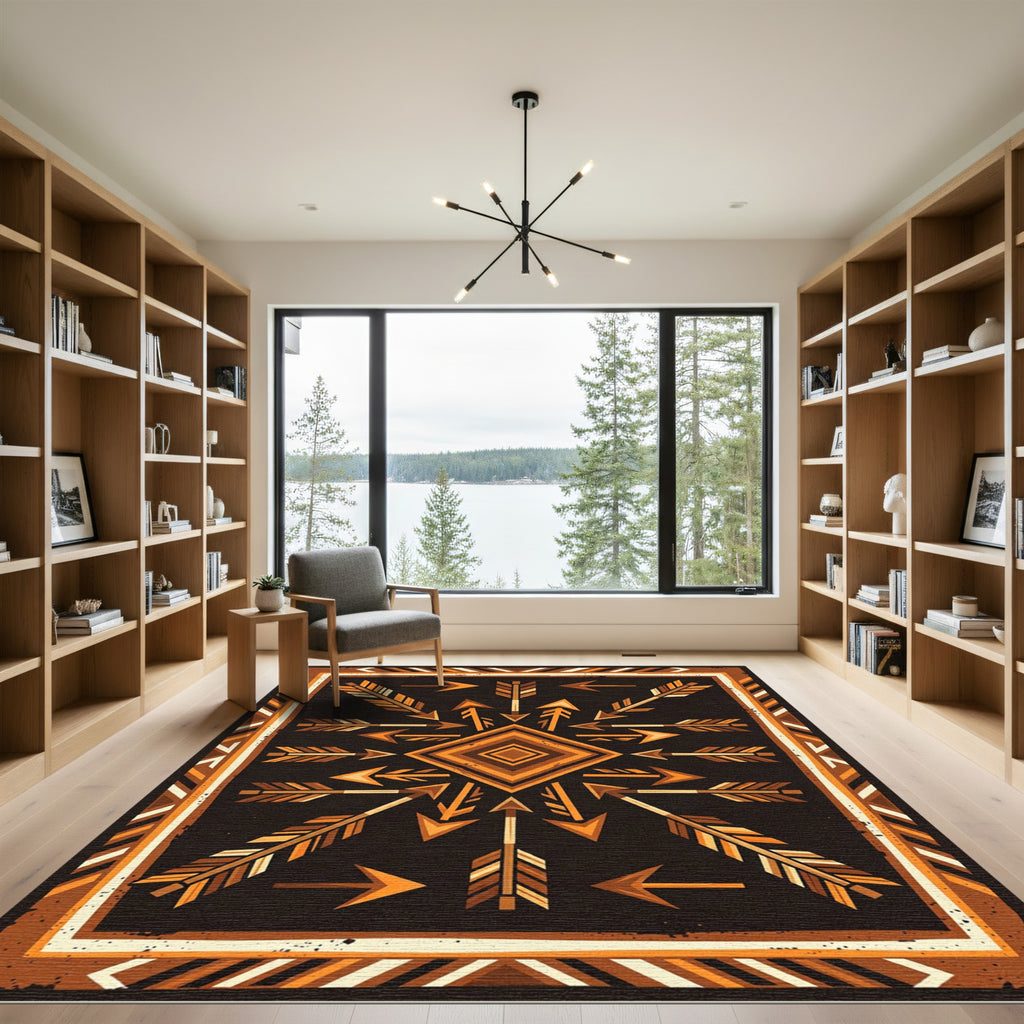 Earthy Geometric Arrow Diamond Rug