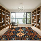 Earthy Geometric Diamond Boho Area Rug