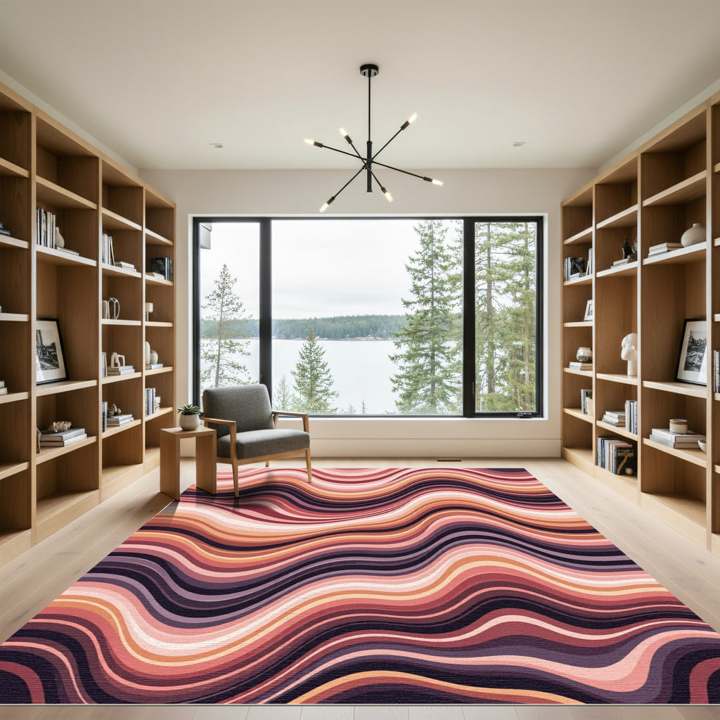 Retro Warm Tone Wavy Stripes Rug
