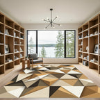 Modern Brown Beige Geometric Triangle Rug