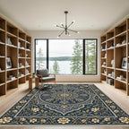 Deep Blue Floral Medallion Artistry Rug