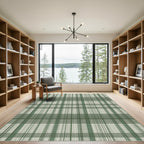 Sage Green Tonal Plaid Lines Rug
