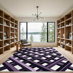 Modern Purple Geometric Intersecting Grid Rug