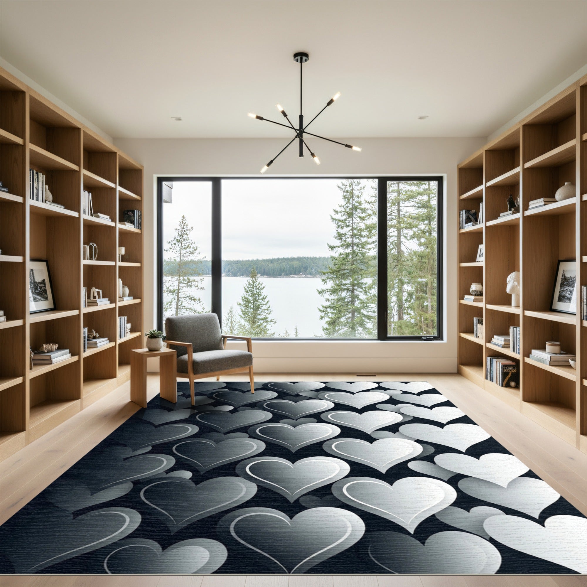 Monochrome Gradient Heart Pop Art Rug
