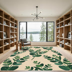 Earthy Green Eucalyptus Branch Art Rug