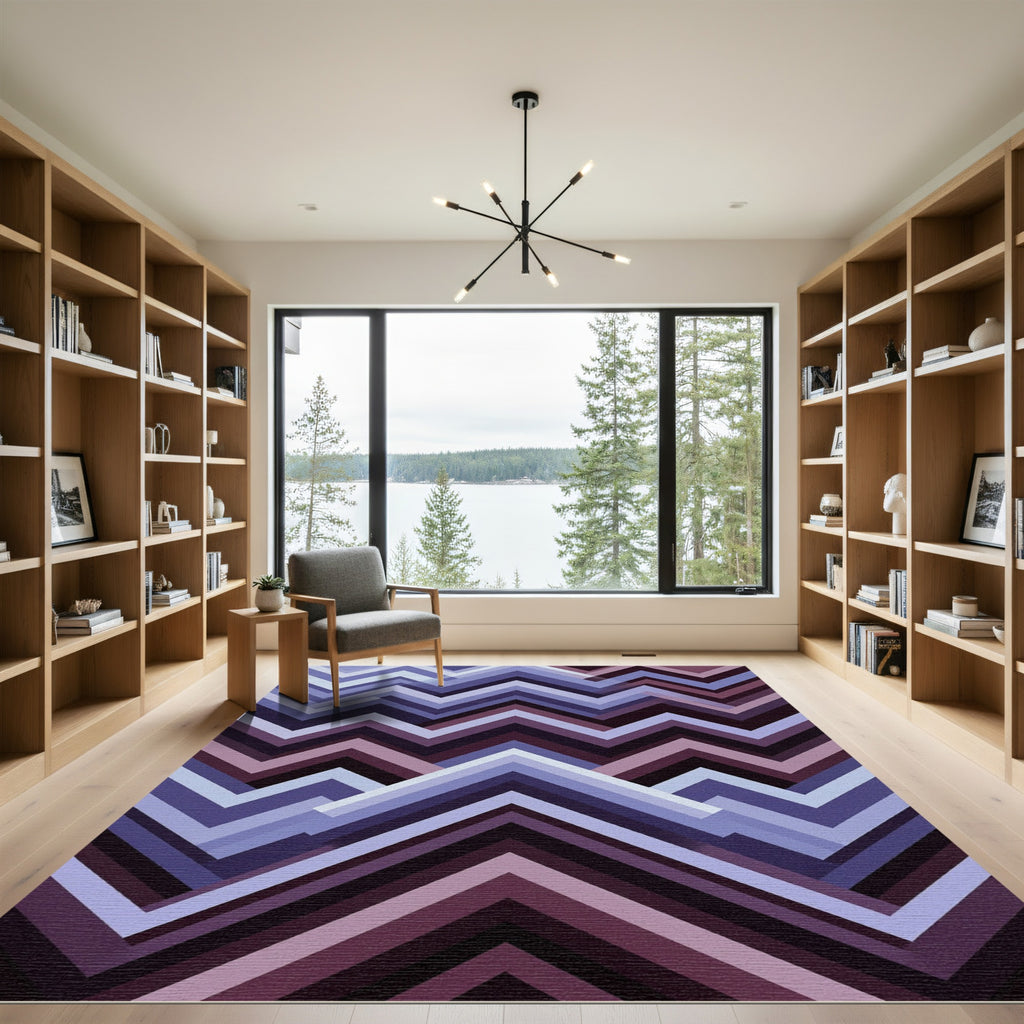 Purple Slate Chevron Layered Rug