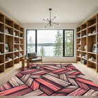 Coral Wood Plank Parquet Rug