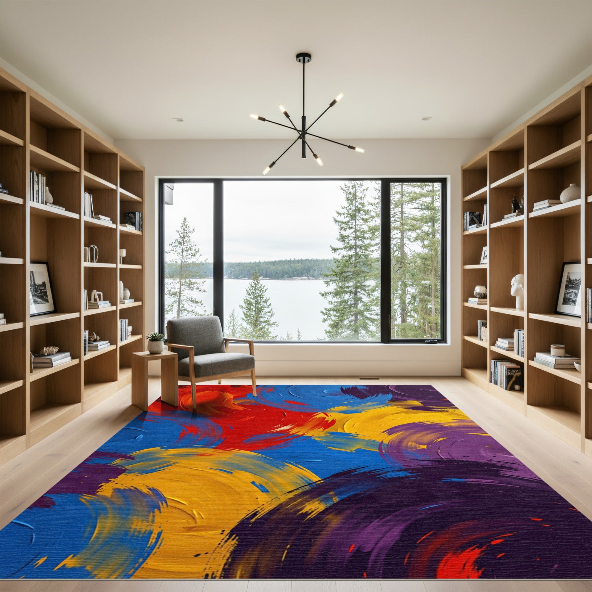 Vibrant Abstract Multi Color Swirl Rug