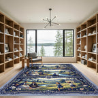 Pastoral Serenity Blue Landscape Scenes Rug