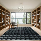 Minimalist Charcoal Grid Geometric Square Rug